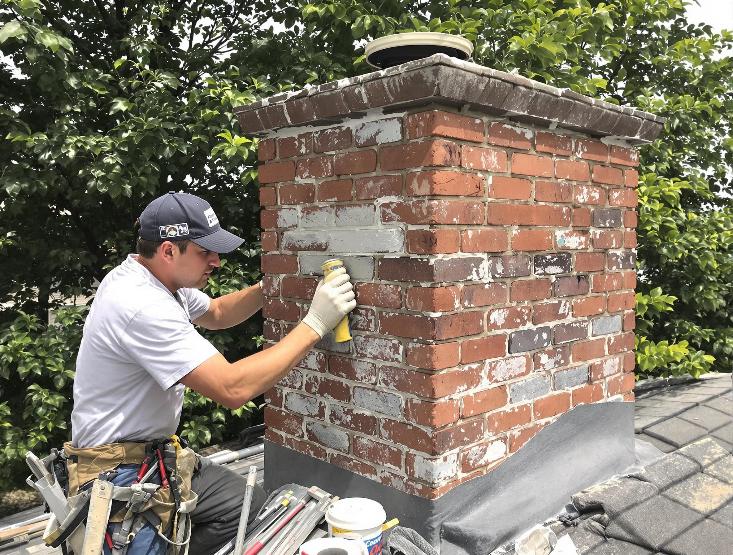 Plymouth Chimney Sweep restoring an aging chimney in Plymouth, MA