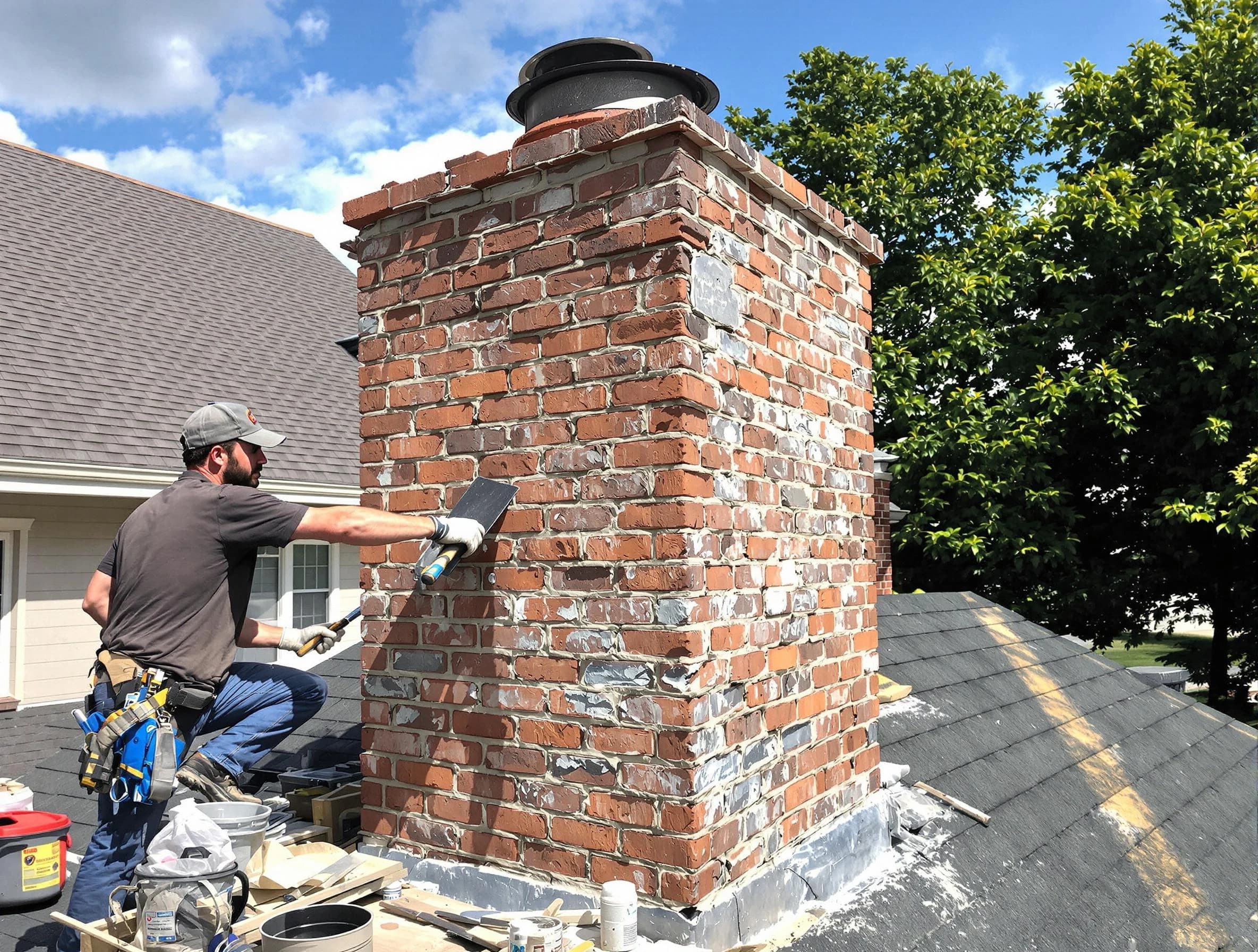 Completed chimney rebuild by Plymouth Chimney Sweep in Plymouth, MA