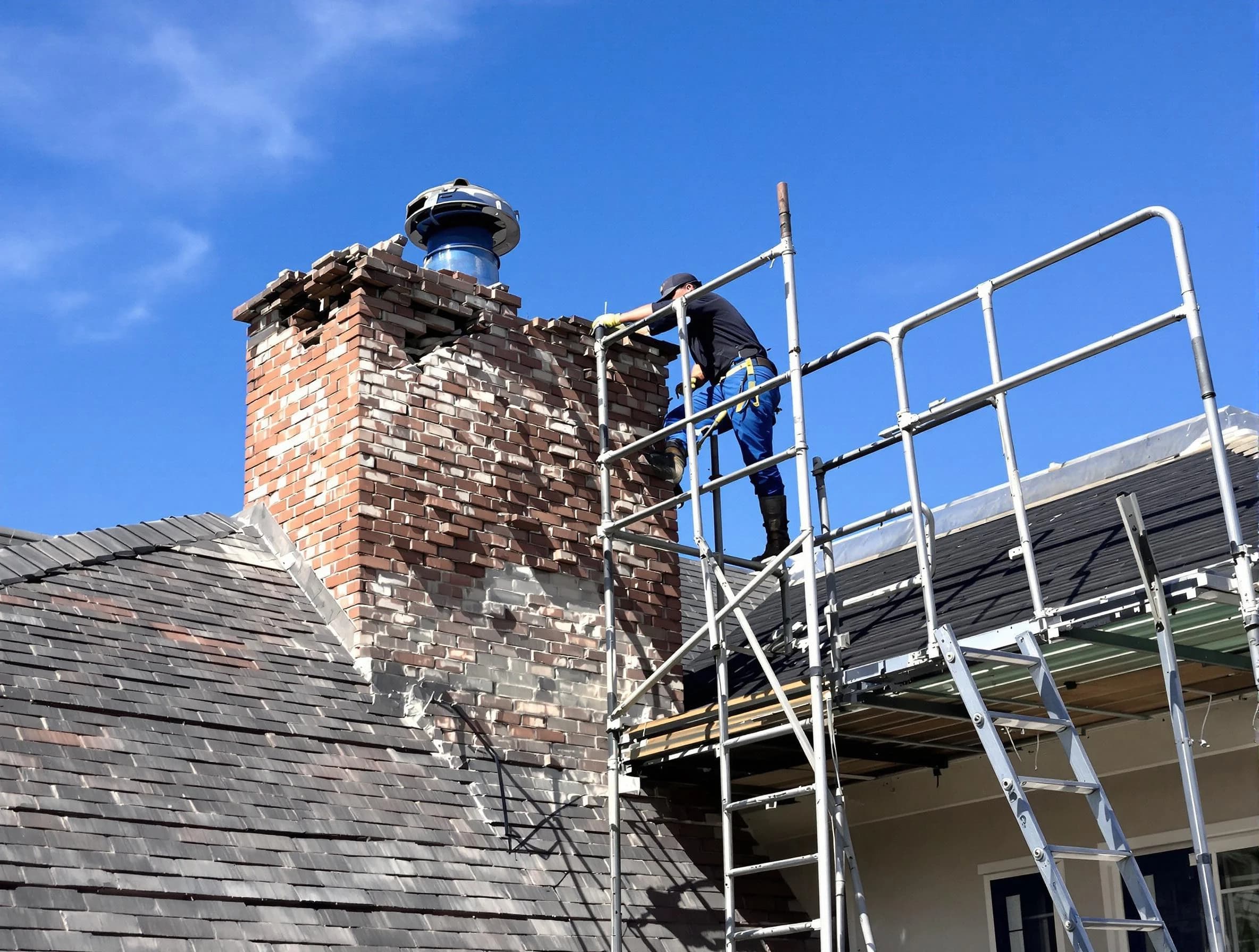 Rebuilding a chimney structure by Plymouth Chimney Sweep in Plymouth, MA
