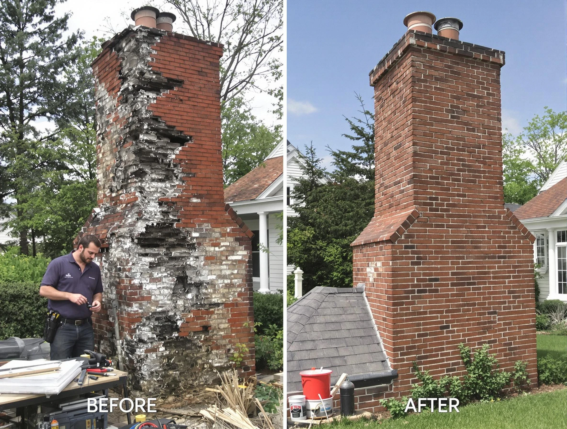 Plymouth Chimney Sweep performing a full chimney restoration in Plymouth, MA