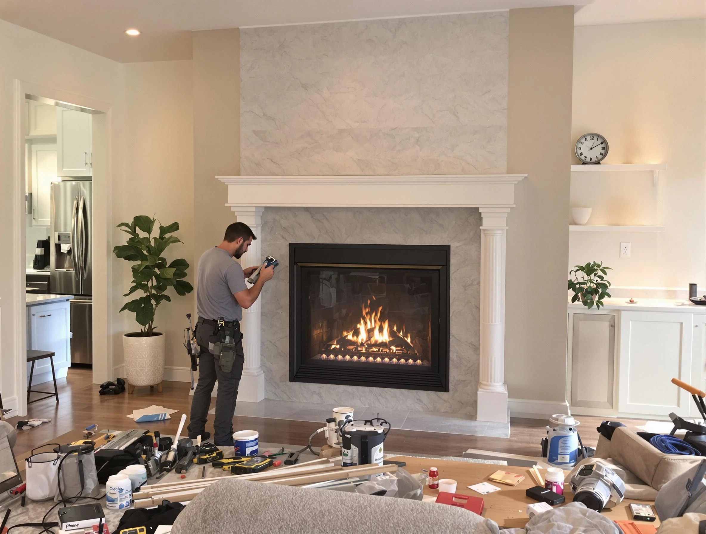 Newly installed fireplace by Plymouth Chimney Sweep in Plymouth, MA